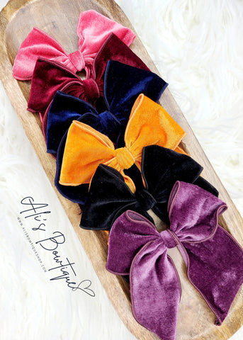 Fall Velvet Serged Bows