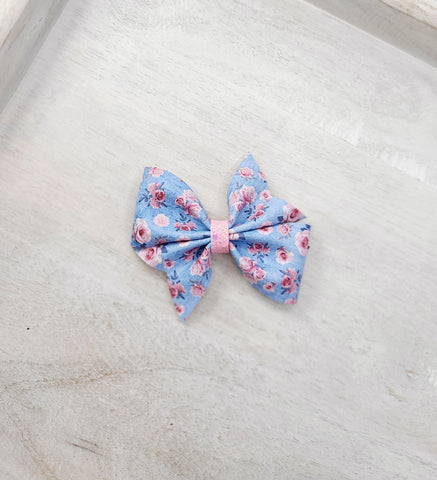 Blue Jean Floral Larkin Bow